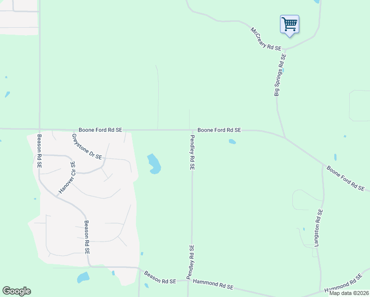 map of restaurants, bars, coffee shops, grocery stores, and more near 171 Pendley Road Southeast in Calhoun