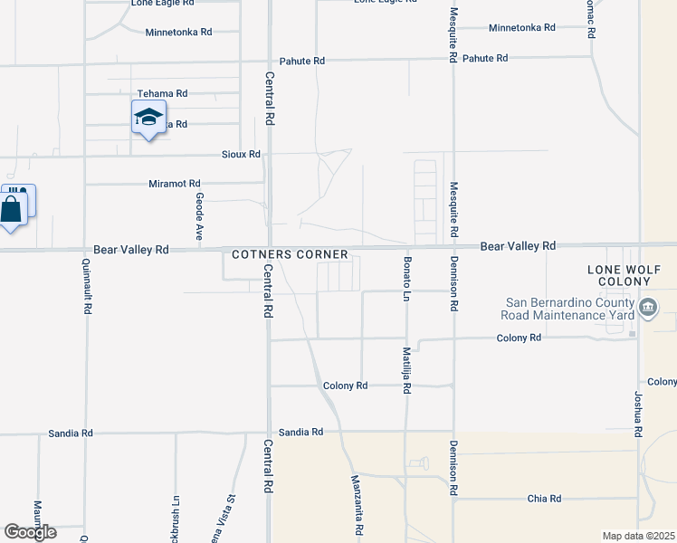 map of restaurants, bars, coffee shops, grocery stores, and more near 22601 Bear Valley Road in Apple Valley