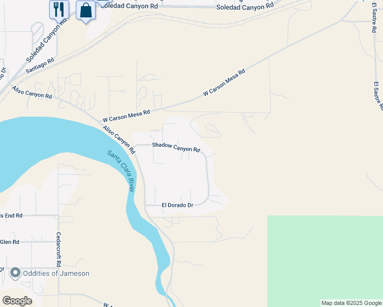 map of restaurants, bars, coffee shops, grocery stores, and more near 1830 Shadow Canyon Road in Acton