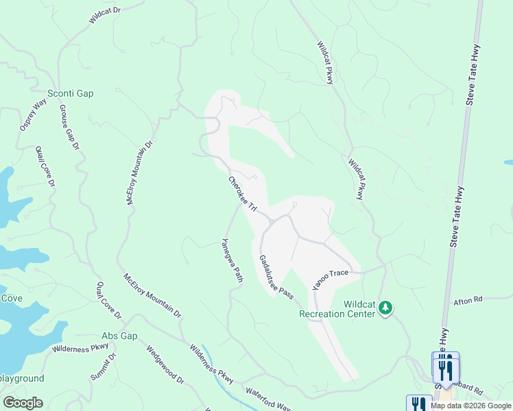 map of restaurants, bars, coffee shops, grocery stores, and more near 2252 Cherokee Trail in Dawsonville