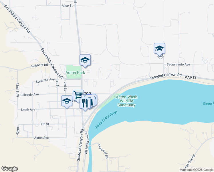 map of restaurants, bars, coffee shops, grocery stores, and more near 3362 Syracuse Avenue in Acton