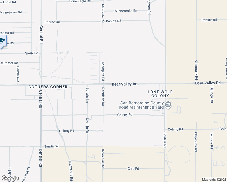 map of restaurants, bars, coffee shops, grocery stores, and more near 22975 Bear Valley Road in Apple Valley
