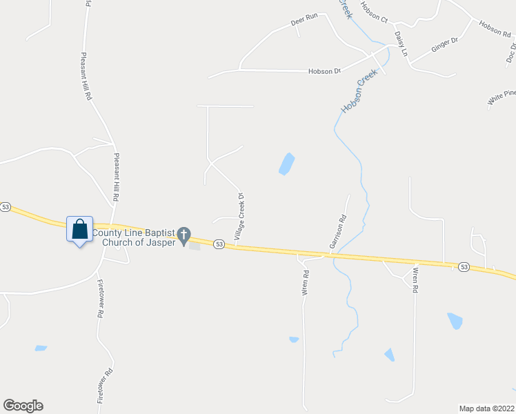 map of restaurants, bars, coffee shops, grocery stores, and more near 146 Village Creek Drive in Jasper