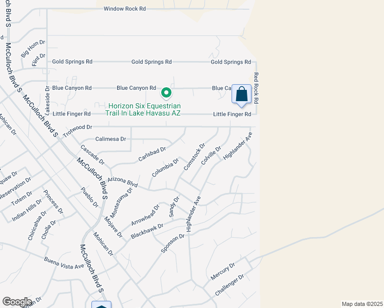 map of restaurants, bars, coffee shops, grocery stores, and more near 4217 Comstock Drive in Lake Havasu City