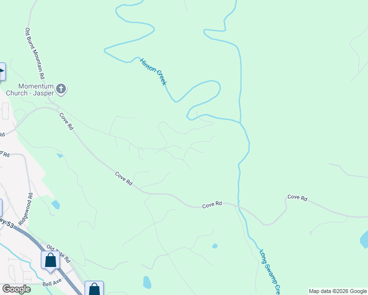 map of restaurants, bars, coffee shops, grocery stores, and more near 600 Old Cove Road North in Jasper