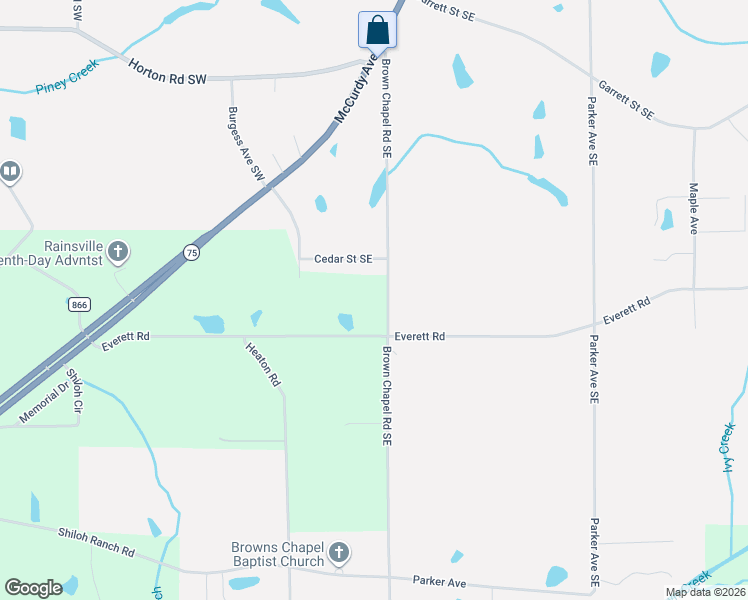 map of restaurants, bars, coffee shops, grocery stores, and more near 616 Brown Chapel Road Southeast in Rainsville