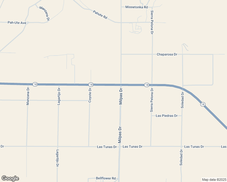 map of restaurants, bars, coffee shops, grocery stores, and more near 22099 California 18 in Apple Valley