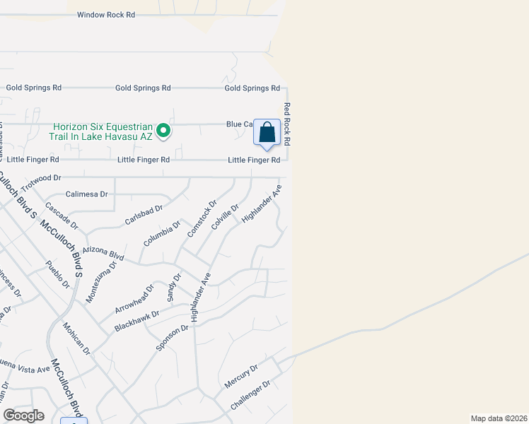 map of restaurants, bars, coffee shops, grocery stores, and more near 4278 Highlander Avenue in Lake Havasu City