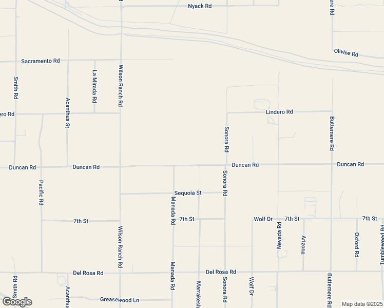 map of restaurants, bars, coffee shops, grocery stores, and more near Duncan Road in Phelan