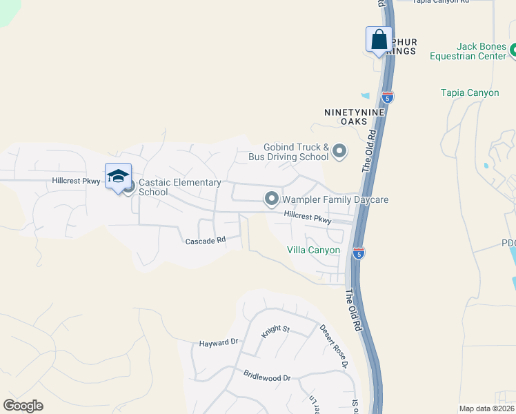 map of restaurants, bars, coffee shops, grocery stores, and more near 27904 Lassen Street in Castaic