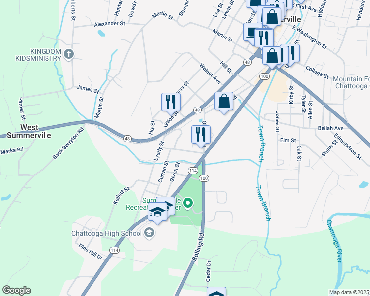 map of restaurants, bars, coffee shops, grocery stores, and more near 200 Lyerly Street in Summerville