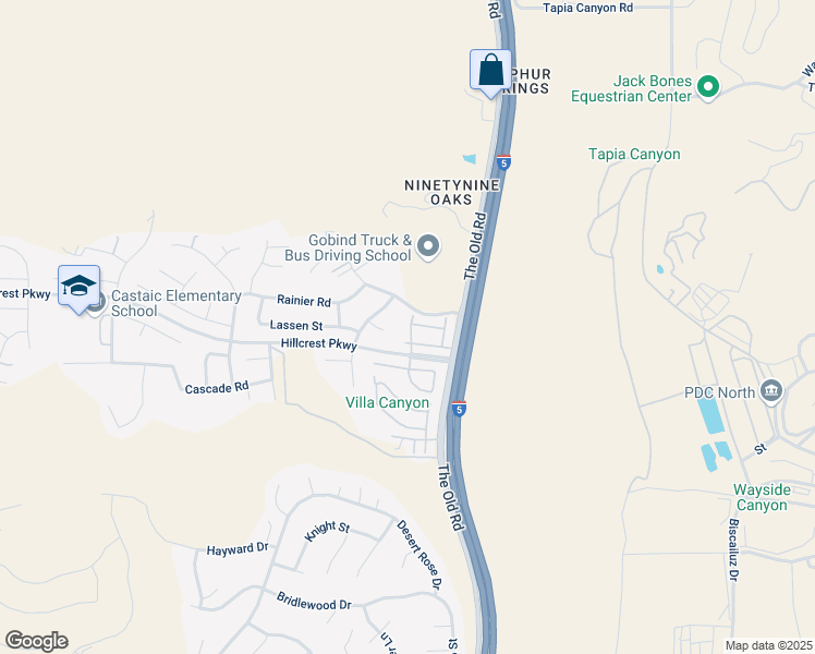 map of restaurants, bars, coffee shops, grocery stores, and more near 30451 Marigold Circle in Castaic