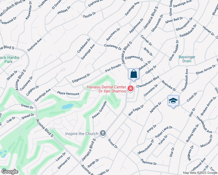 map of restaurants, bars, coffee shops, grocery stores, and more near 810 Paseo Granada in Lake Havasu City