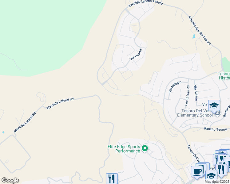 map of restaurants, bars, coffee shops, grocery stores, and more near 24494 Via el Balneario in Santa Clarita