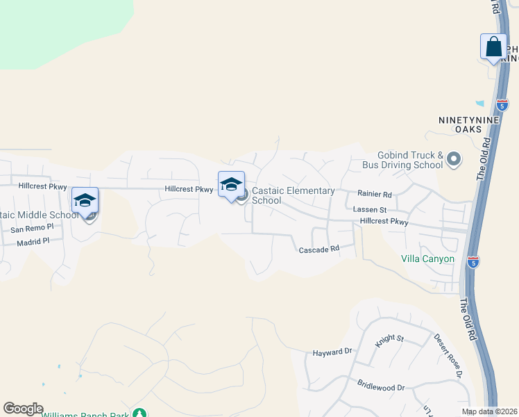 map of restaurants, bars, coffee shops, grocery stores, and more near 28328 Foothill Road in Castaic