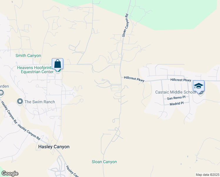map of restaurants, bars, coffee shops, grocery stores, and more near 30505 Sloan Canyon Road in Castaic