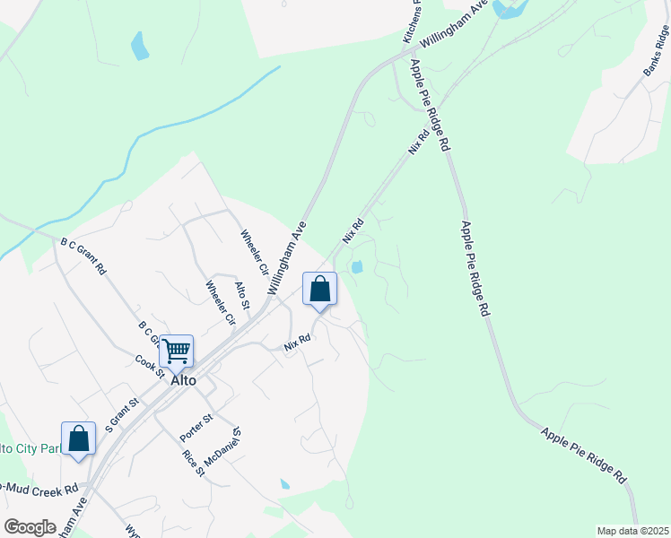 map of restaurants, bars, coffee shops, grocery stores, and more near 103 Nix Road in Alto