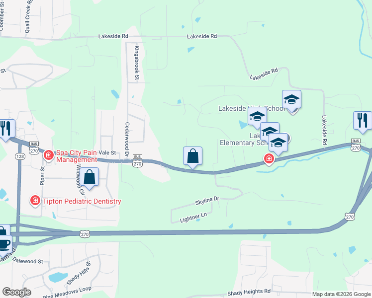 map of restaurants, bars, coffee shops, grocery stores, and more near 2751 Malvern Avenue in Hot Springs