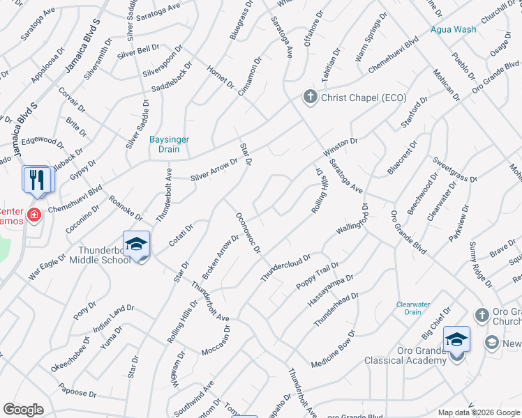 map of restaurants, bars, coffee shops, grocery stores, and more near 3308 Yaqui Drive in Lake Havasu City