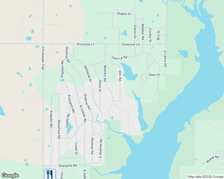 map of restaurants, bars, coffee shops, grocery stores, and more near 2361 Masters Road in Sulphur