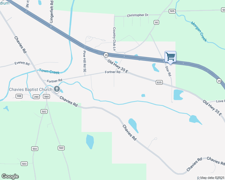 map of restaurants, bars, coffee shops, grocery stores, and more near 139 Fortner Road in Rainsville