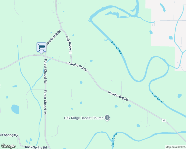 map of restaurants, bars, coffee shops, grocery stores, and more near 2369 Vaughn Bridge Road in Hartselle