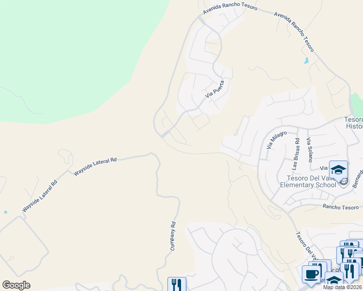 map of restaurants, bars, coffee shops, grocery stores, and more near 24500 Via el Balneario in Santa Clarita