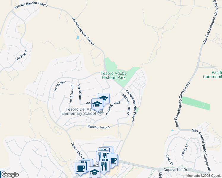 map of restaurants, bars, coffee shops, grocery stores, and more near 29326 Calle Primavera in Santa Clarita