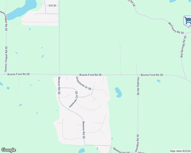 map of restaurants, bars, coffee shops, grocery stores, and more near 2279 Boone Ford Road Southeast in Calhoun