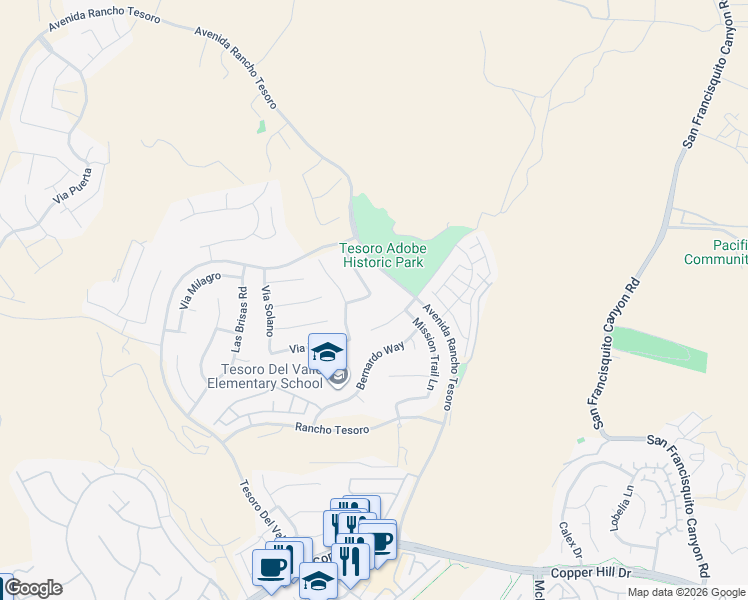 map of restaurants, bars, coffee shops, grocery stores, and more near 29326 Calle Primavera in Santa Clarita