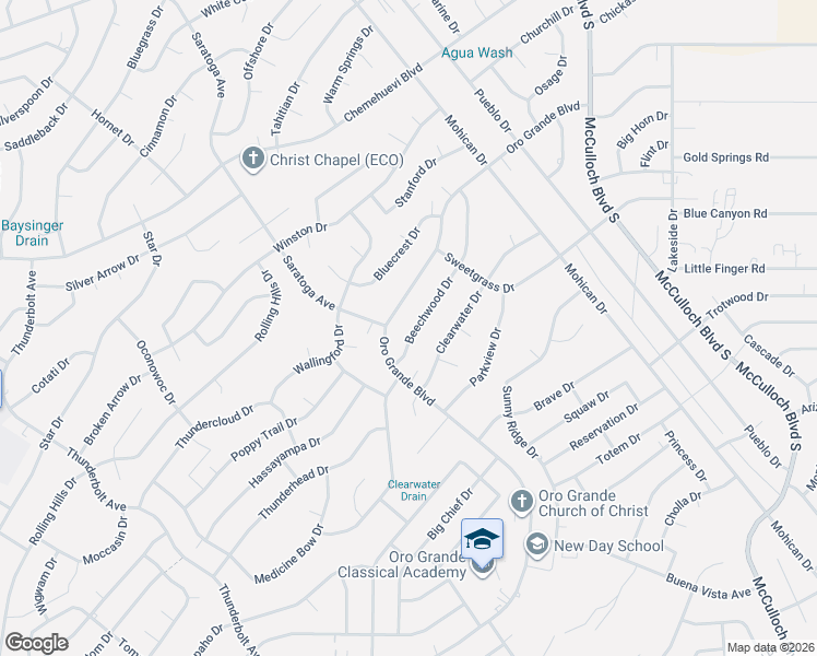 map of restaurants, bars, coffee shops, grocery stores, and more near 3535 Beechwood Dr in Lake Havasu City