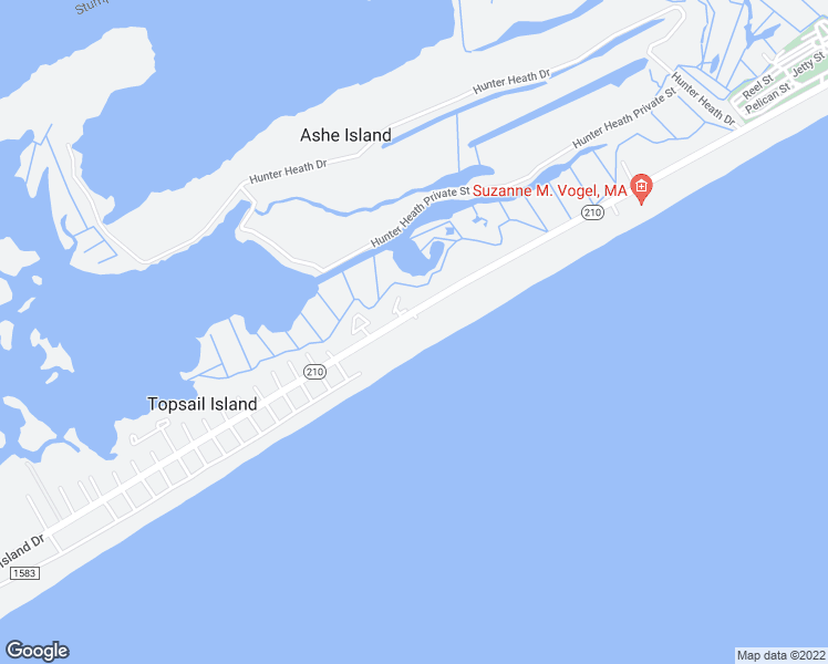 map of restaurants, bars, coffee shops, grocery stores, and more near 3562 Island Drive in North Topsail Beach