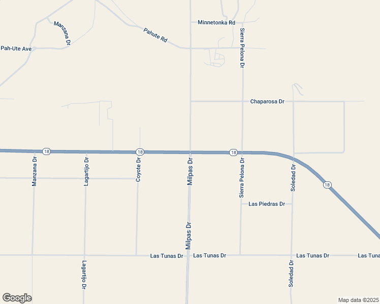 map of restaurants, bars, coffee shops, grocery stores, and more near Hwy 18 & Milpas Dr in Apple Valley