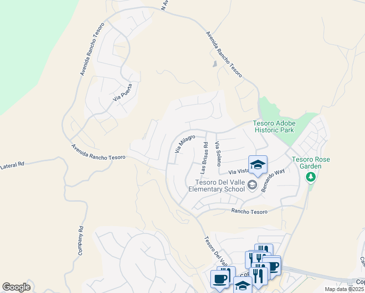 map of restaurants, bars, coffee shops, grocery stores, and more near 29332 Via Milagro in Santa Clarita