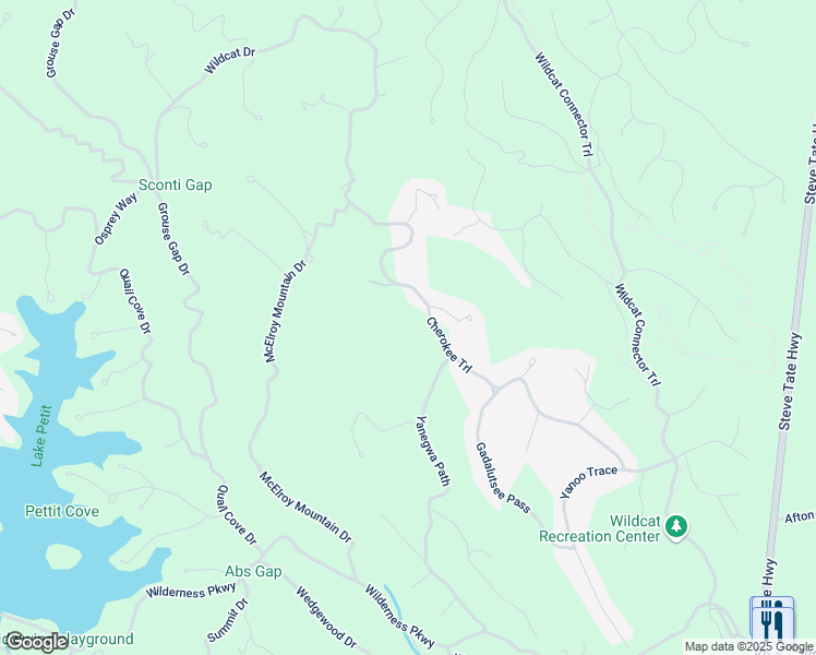 map of restaurants, bars, coffee shops, grocery stores, and more near 725 Cherokee Trail in Jasper