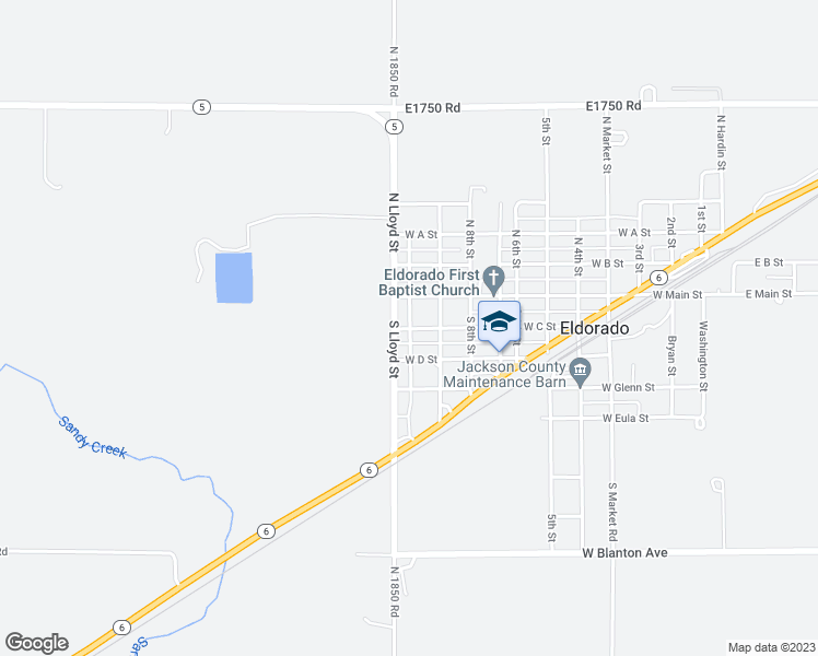 map of restaurants, bars, coffee shops, grocery stores, and more near 1105 West C Street in Eldorado