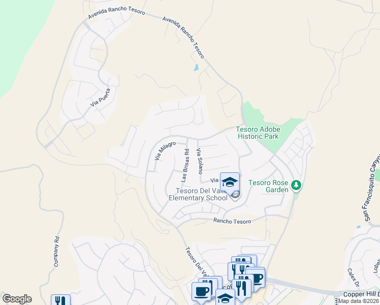 map of restaurants, bars, coffee shops, grocery stores, and more near 29350 Las Brisas Road in Santa Clarita