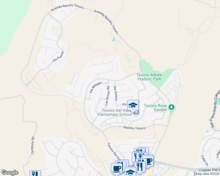map of restaurants, bars, coffee shops, grocery stores, and more near 29251 Via Solano in Santa Clarita