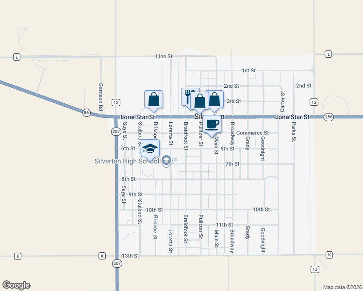 map of restaurants, bars, coffee shops, grocery stores, and more near 600-698 Braidfoot Street in Silverton