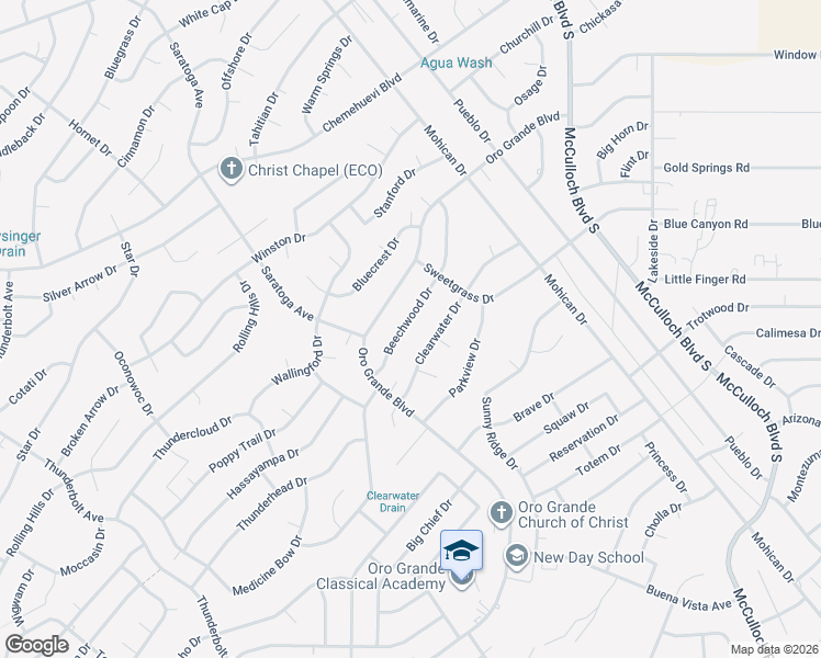 map of restaurants, bars, coffee shops, grocery stores, and more near 3585 Clearwater Drive in Lake Havasu City