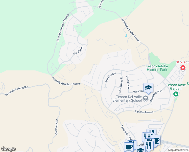 map of restaurants, bars, coffee shops, grocery stores, and more near 29336 Madeira Lane in Santa Clarita