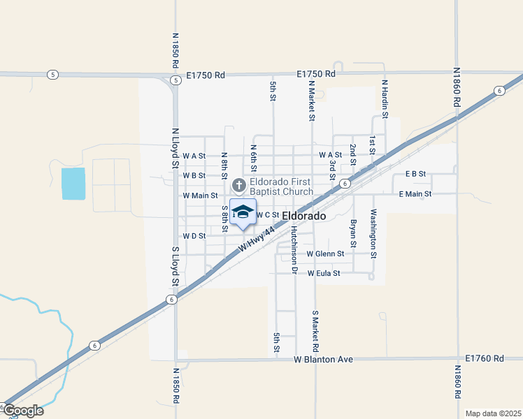 map of restaurants, bars, coffee shops, grocery stores, and more near 618 West Main Street in Eldorado