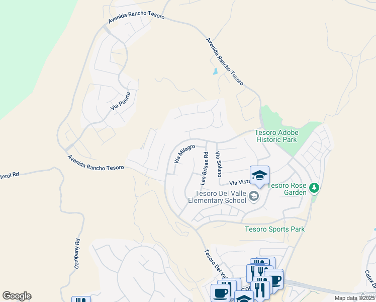 map of restaurants, bars, coffee shops, grocery stores, and more near 29352 Via Milagro in Santa Clarita