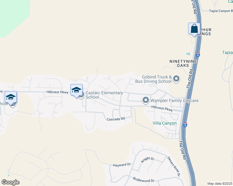 map of restaurants, bars, coffee shops, grocery stores, and more near 30426 Sequoia Court in Castaic
