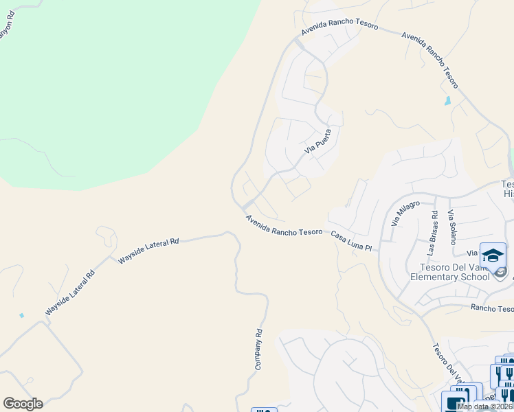 map of restaurants, bars, coffee shops, grocery stores, and more near 24520 Via el Balneario in Santa Clarita