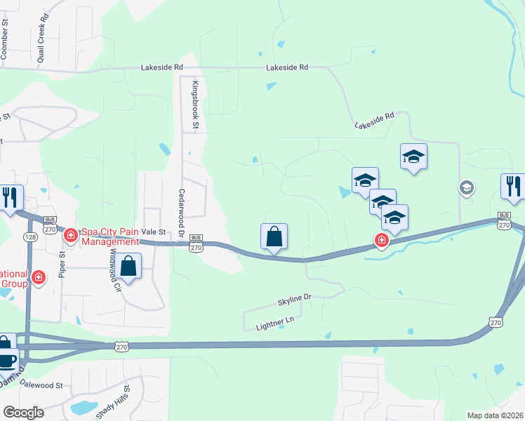 map of restaurants, bars, coffee shops, grocery stores, and more near 2751 Malvern Avenue in Hot Springs