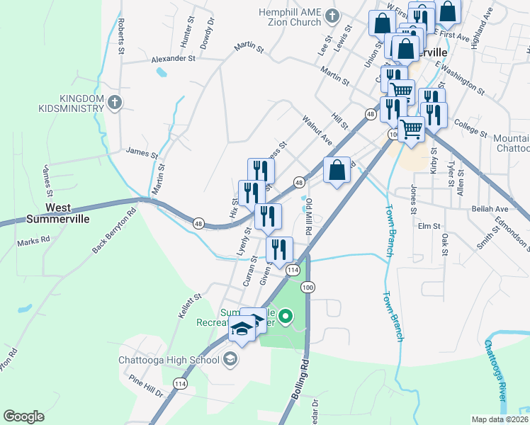 map of restaurants, bars, coffee shops, grocery stores, and more near 860 Union Street in Summerville