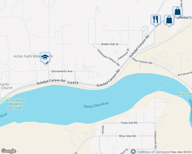 map of restaurants, bars, coffee shops, grocery stores, and more near 32256 Indiana Street in Acton