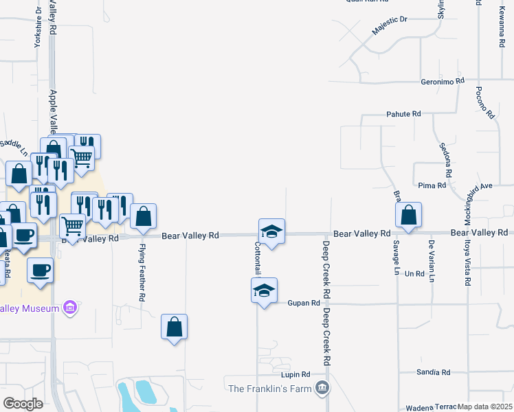 map of restaurants, bars, coffee shops, grocery stores, and more near 19968 Bear Valley Road in Apple Valley