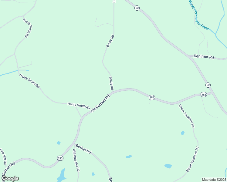 map of restaurants, bars, coffee shops, grocery stores, and more near Brady Road in Hall County